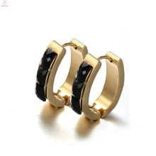 Runde schwarze Ohrstecker für Frauen, Gold-Kreis-Diamant-Ohrringe